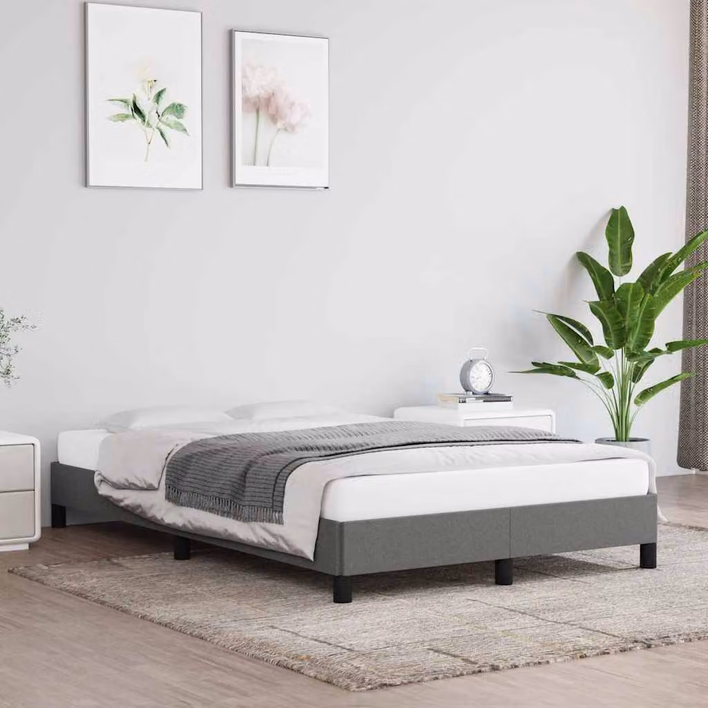 vidaXL Giroletto senza Materasso in Tessuto Grigio con Listelli in Legno L: 123 cm, P: 193 cm