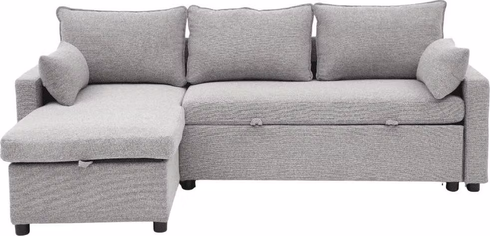 Calicosy - Divano letto a 3 posti in tessuto con chaise longue L219 cm - LOUISON