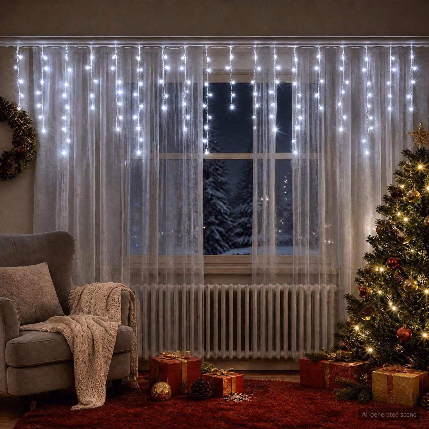 vidaXL Tende di luci 798 LED Bianco freddo 2000 x 72 cm