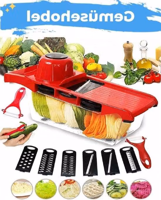 Tagliatrice universale in acciaio inossidabile con 6 lame.