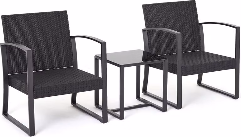 Set da giardino Happyment 2 persone - Cuscini impermeabili - Tavolo con 2 sedie - Set di mobili da giardino - Balcone-Mare