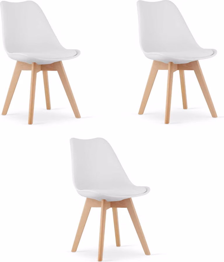 Set di 3 sedie Valora MARK bianche | Trio di eleganti sedie bianche