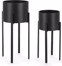 Set di 2 porta vasi in acciaio ESTER nero per piante