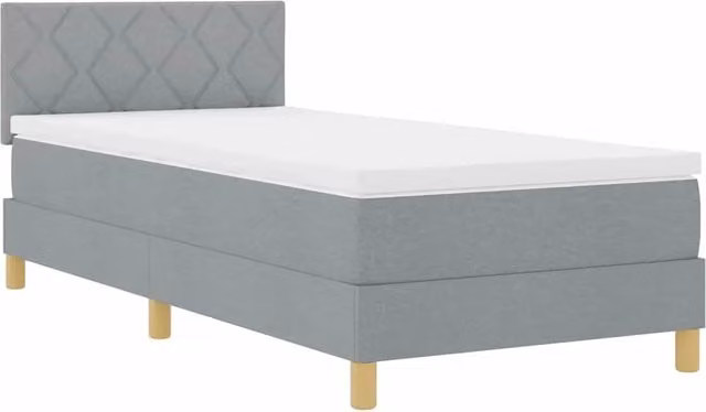Letto singolo | Letto per adulti | Letto a Sorgente LED Grigio chiaro 90 x 200 cm Tessuto