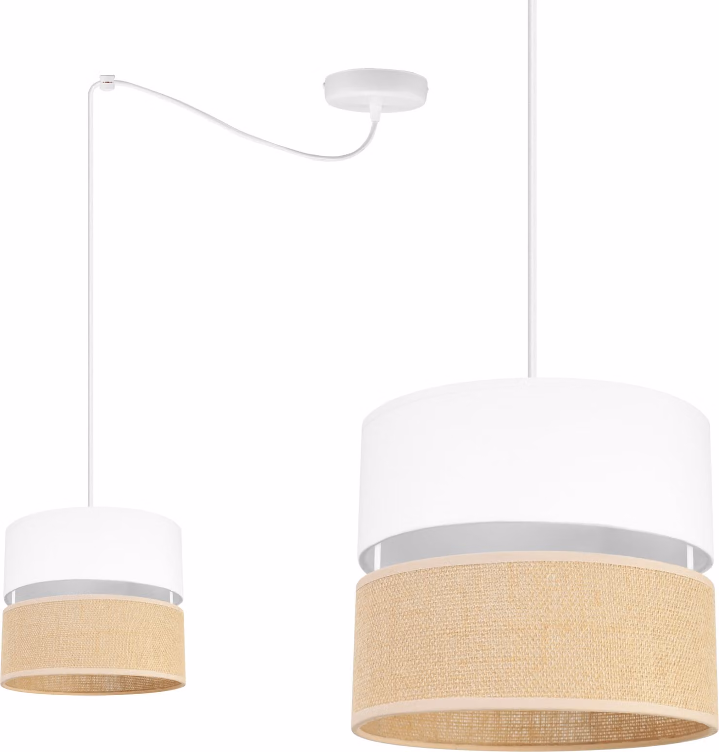 Light-Home Juta Spider lampada a sospensione - Metallo con paralume in tessuto - E27 - Spider 1-bulb 20 cm - Base bianca e juta e bianca