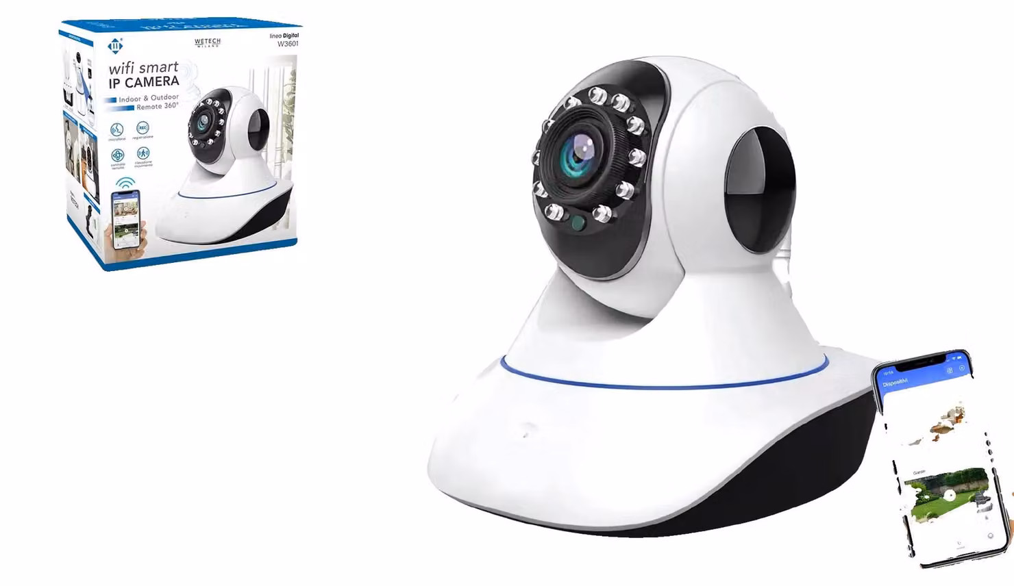 Telecamera di sicurezza, 1080P HD, con rilevamento del movimento, modello W3601