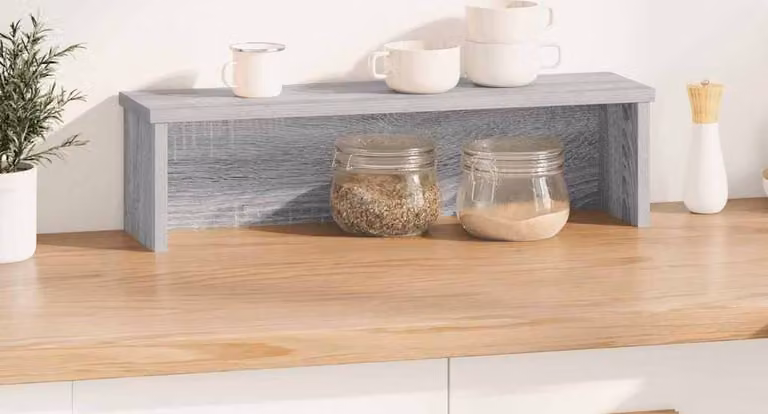 Scaffale da Cucina Impilabile Grigio Sonoma 50x15x16 cm