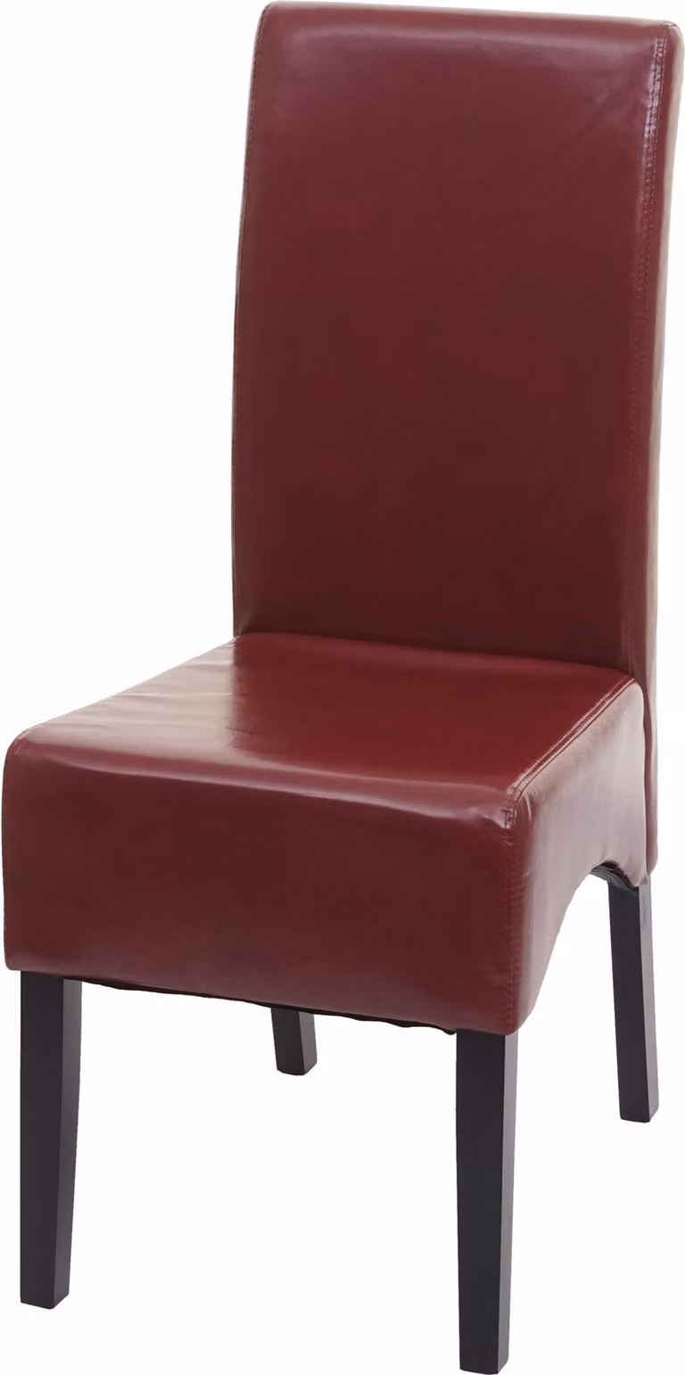 Sedia da pranzo imbottita | A x L x P 100 x 44 x 56 cm | Altezza seduta 48 cm | Pelle | Gambe scure | Rosso | Sedia da cucina Sedia