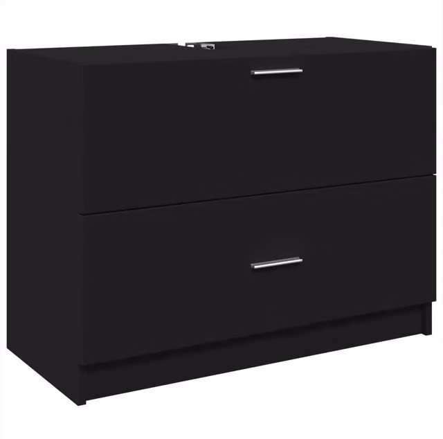 Mobile Lavabo Moderno Nero Opaco con Ante e Cassetti, L: 78 cm, P: 37 cm, H: 59 cm