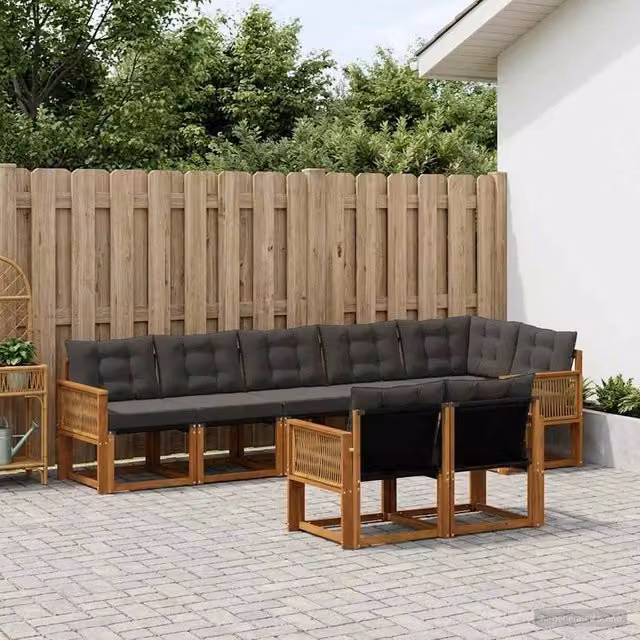 Set di divani da esterno 8 pz Naturale e Nero 3382036