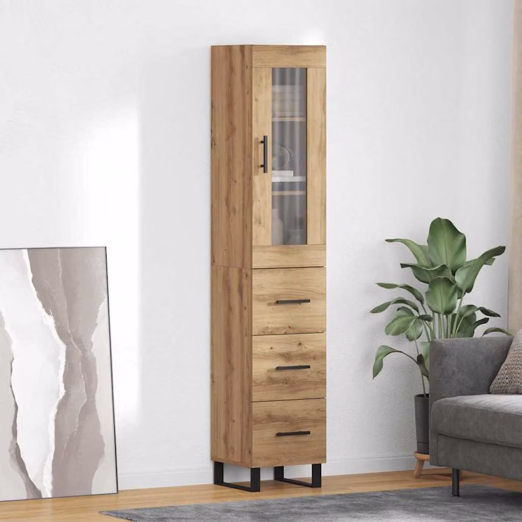 Credenza moderna vidaXL in rovere color marrone L/P/H: 34,5 x 34 x 180 cm
