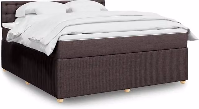 Letto Ibrido vidaXL con Giroletto a Molle e Materasso in Tessuto Marrone e Bianco L/P: 180 x 200 cm – 1