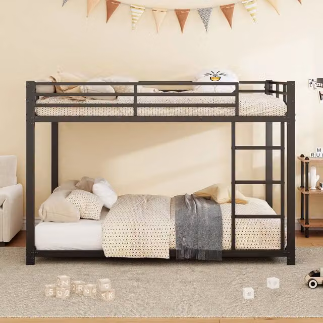 letto a castello metallo nero 144.5 x 203 cm