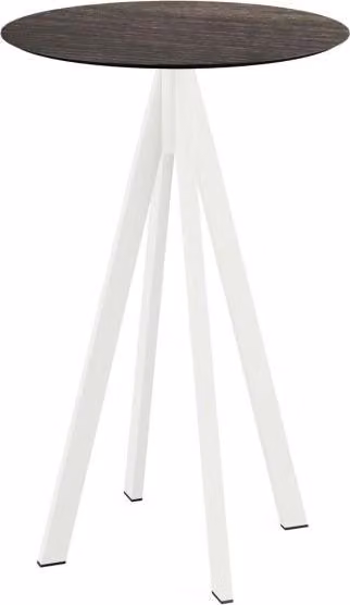 Infinity - Tavolo da bar, struttura bianca + piano in HPL effetto legno sbiancato, Ø70 cm, 1 pezzo