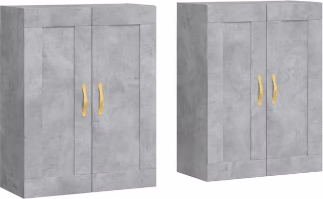 Armadietti a Parete 2 pz Grigio Cemento in Legno Multistrato CFW1652705
