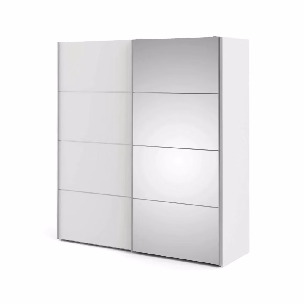 Armadio con ante scorrevoli DMORA per camera da letto, bianco opaco, L: 182 cm, P: 64 cm, H: 201,5 cm – 2