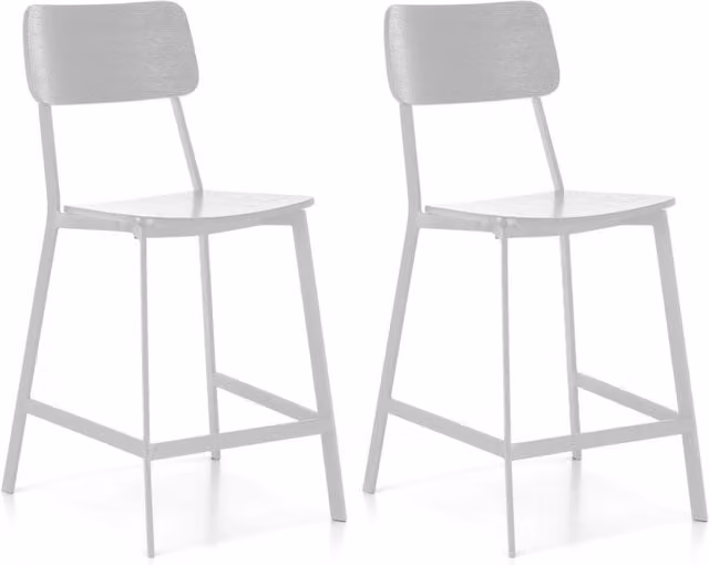 Set 2 Sgabelli 51x51,5xH97 cm in Legno e Metallo Woody Bianco