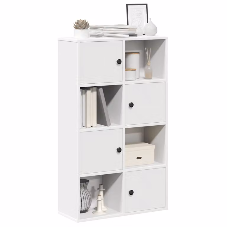 Libreria bianca vidaXL in legno e MDF con pannello posteriore, L 60 cm x P 24 cm x H 101,5 cm