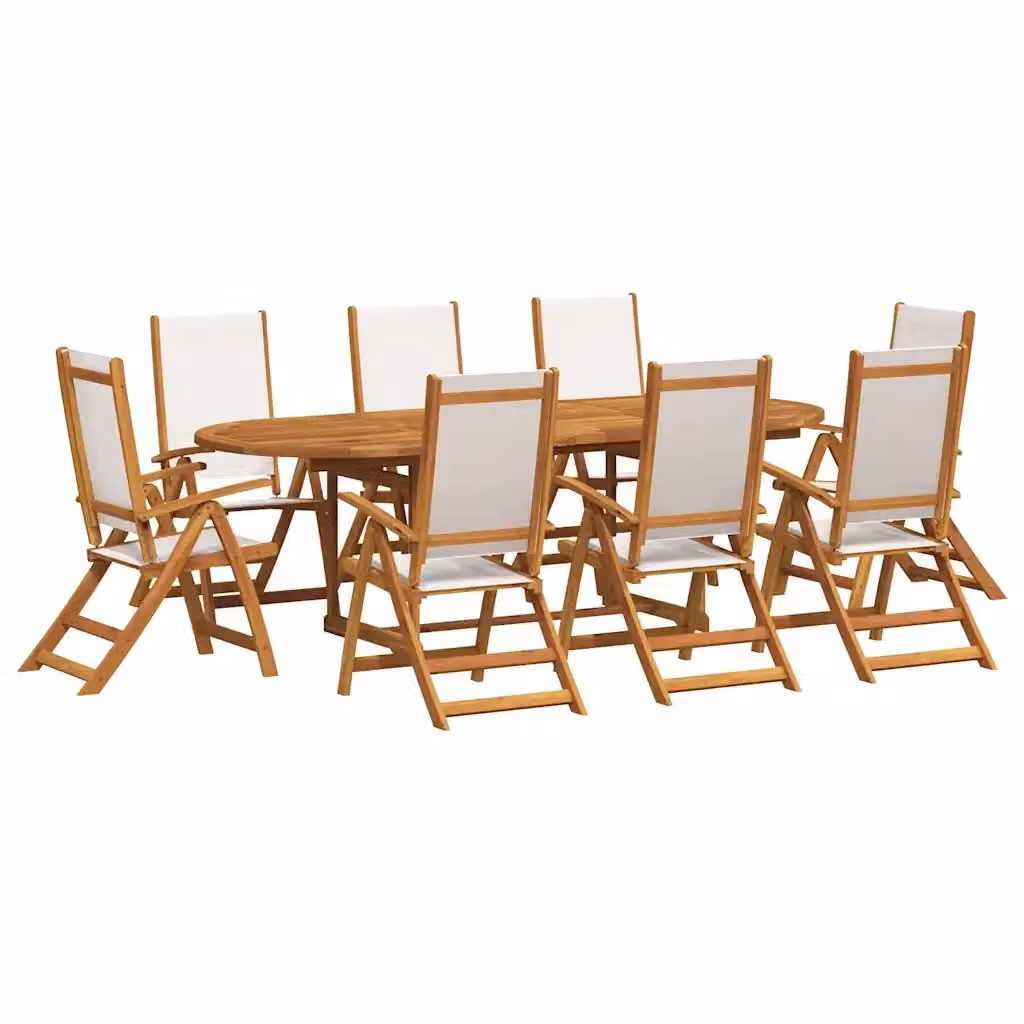 Set Pranzo da Giardino vidaXL in Legno di Acacia e Textilene, 7 Pezzi, Marrone e Grigio – 2