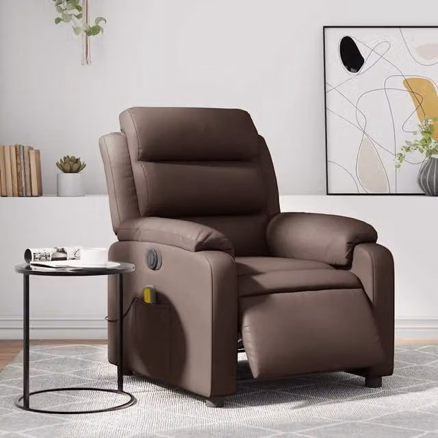 Poltrona Massaggiante Elettrica Relax vidaXL in Similpelle Marrone con Braccioli