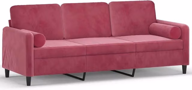 Divano | Divano da soggiorno | Sofa a 3 Posti con Cuscini Rosso Vino 180 cm in Velluto