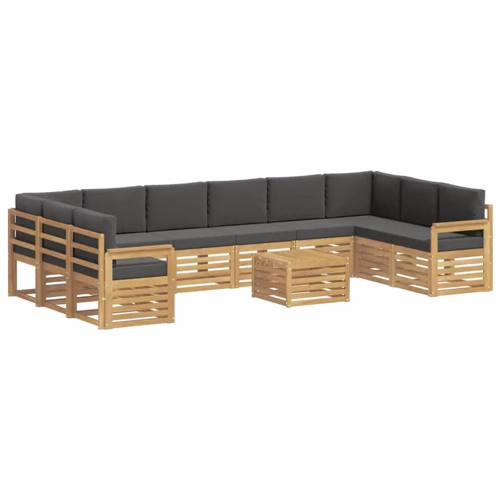 Set di divani da esterno moderno vidaXL in legno di acacia, 8 pezzi, Bianco, Antracite e Grigio – 2