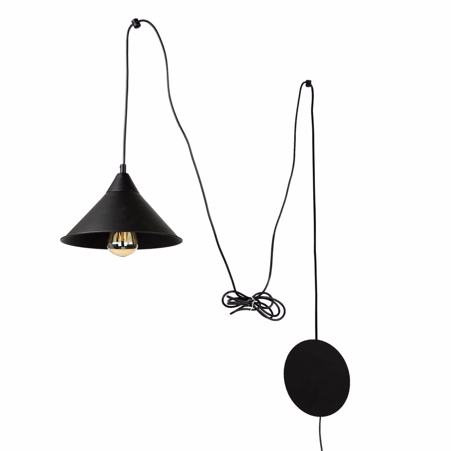 Lampada a sospensione nera con spina design moderno 4,9m E27 flessibile FLEXIO tavolo da pranzo letto soggiorno lampada