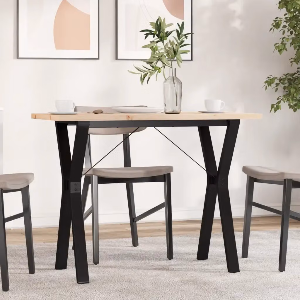 Tavolo da pranzo e da cucina rettangolare in legno di pino e acciaio marrone con telaio a X L: 100 cm, P: 50 cm, H: 75,5 cm – 2