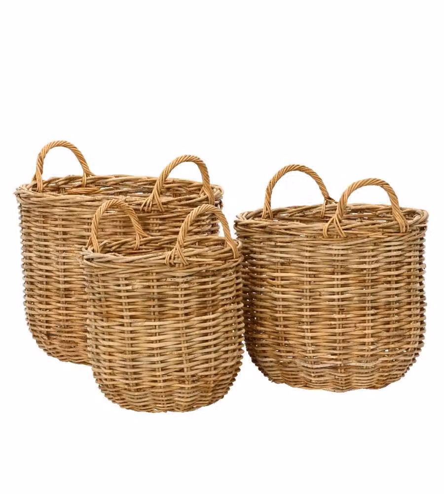 Cesta rattan con manici piccola