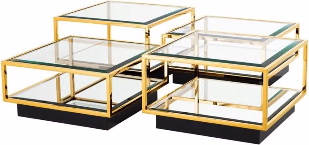 Casa Padrino Tavolino da caffè Art Deco oro set di 4 - tavolo da soggiorno