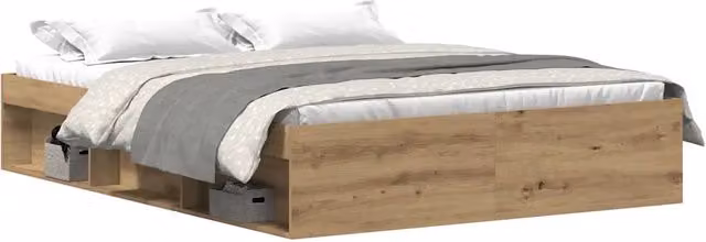 Letto matrimoniale | Letto per adulti | Giroletto senza Materasso Rovere Artigianale 150x200cm