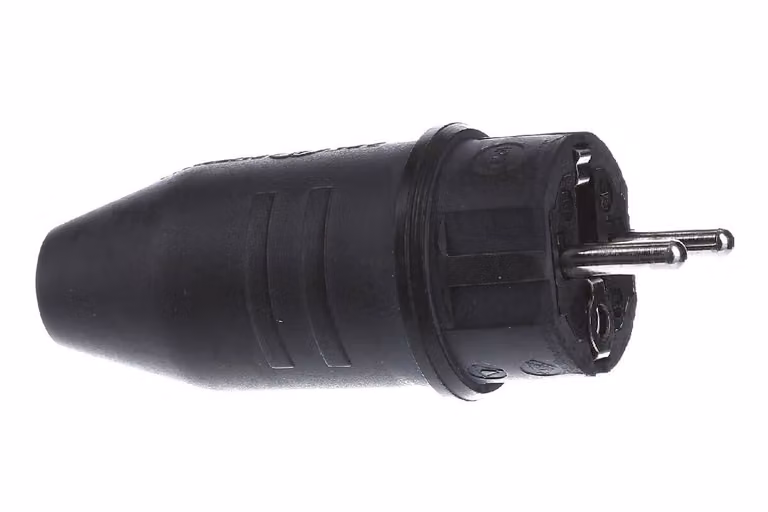 Spina in gomma nera IP44 + marchio del martello - Presa Schuko nera 1149190