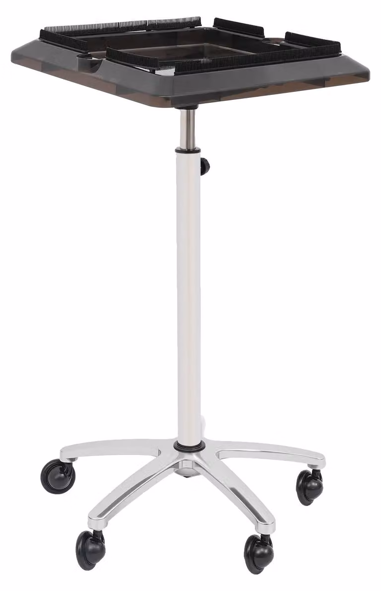 Carrello portacomode, con sistema ABS, altezza regolabile da 70 a 110 cm, vassoio di dimensioni 40x40 cm, 5 ruote, per uso interno