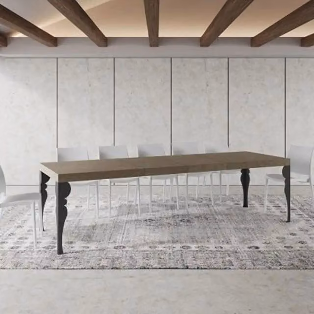 Tavolo rettangolare allungabile Itamoby moderno in MDF laminato, colori grigio antracite e beige, L: 180-284 cm, P: 90 cm