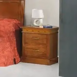 Comodino Adele KIVIO in legno massiccio color noce con finitura opaca stile rustico