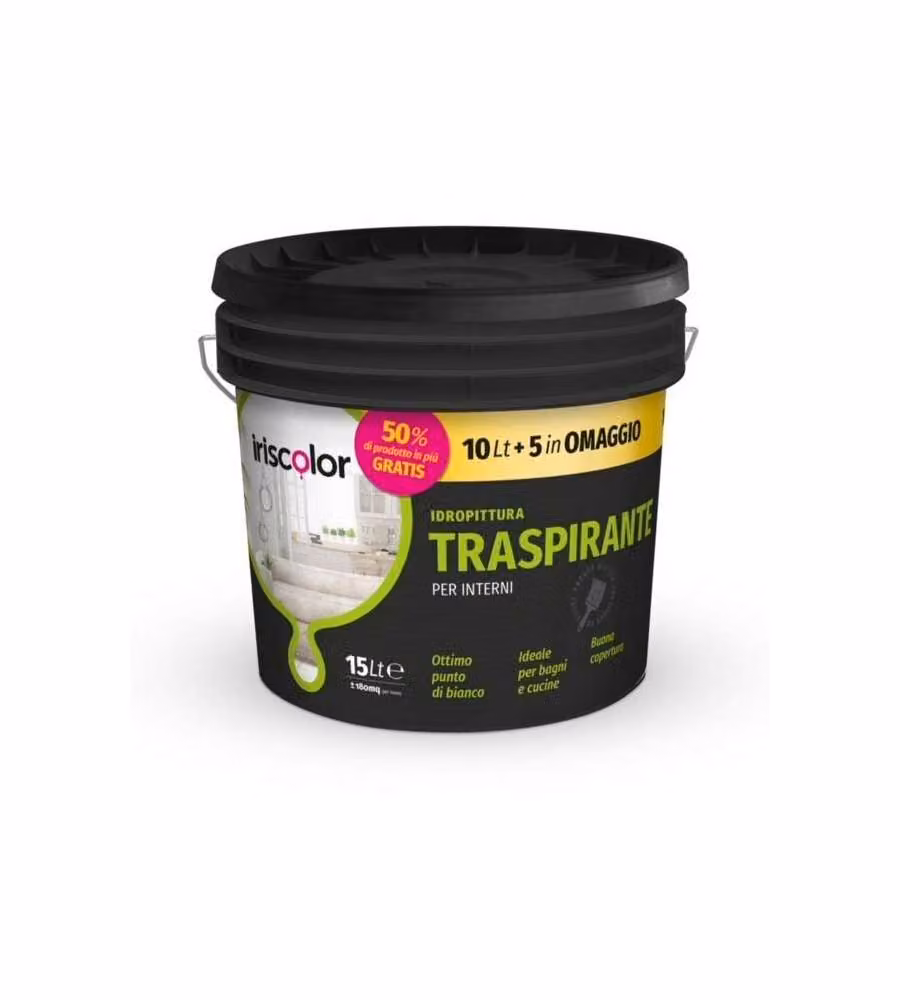 Iris Color Idropittura Traspirante per Interni - Bianco - 15 lt
