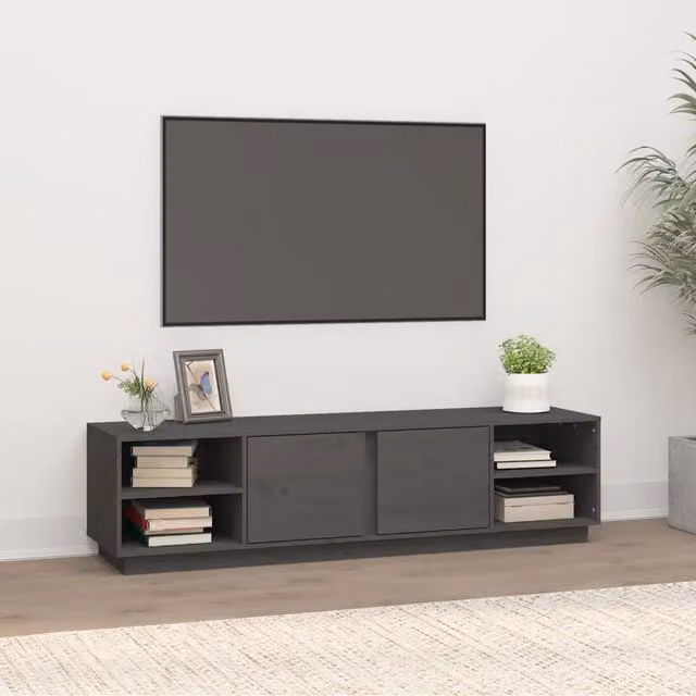 Mobile Porta TV-Mobile per TV-Credenza TV Grigio 156x40x40 cm in Legno Massello di Pino