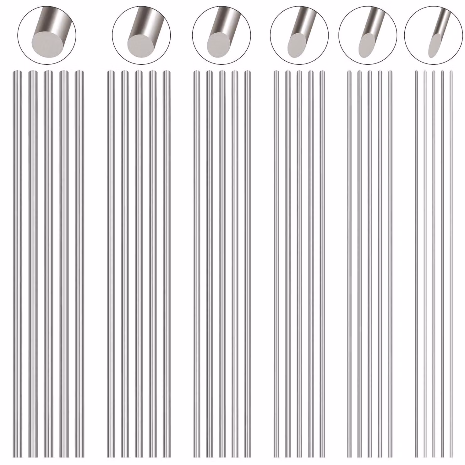 Barre cilindriche in acciaio inossidabile 304, 30 pezzi, 6 dimensioni, lunghezza 100 mm, per lavorazioni metalliche
