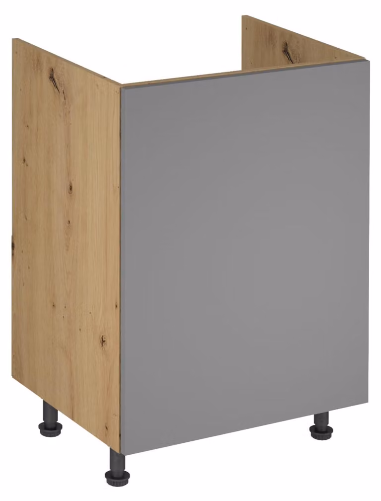 Mobile sottolavabo VALEN con anta singola - larghezza 60 cm, rovere artigianale / grigio-beige