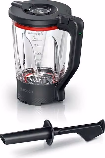 Bosch MUZS6MX Serie 6 Accessorio Blender in Vetro da 1,5 L con Lame in Acciaio Inox ProEdge, Nero e Trasparente
