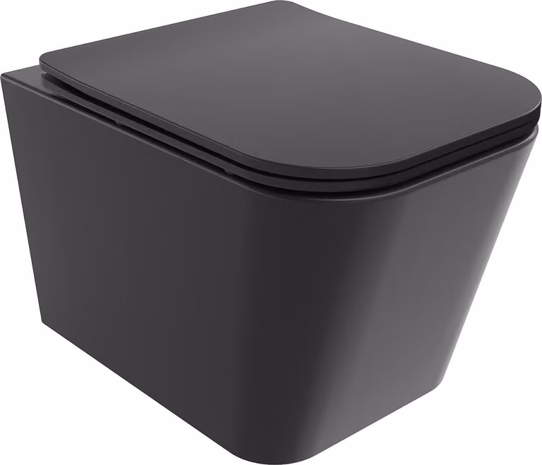 Mexen Teo wc bowl Rimless con sedile a chiusura rallentata slim, duroplast, nero opaco - 30850685