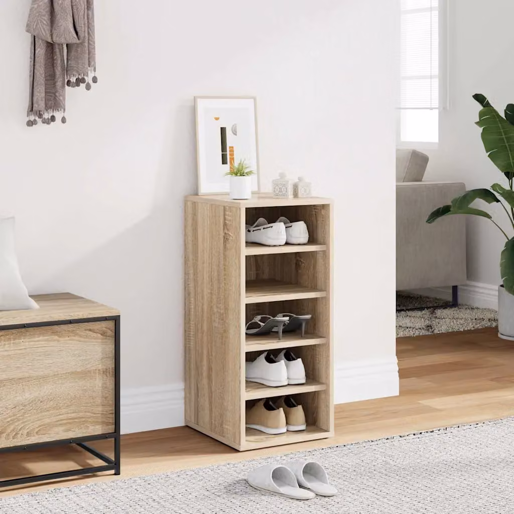 Armadio porta scarpe vidaXL in legno Rovere Sonoma marrone con ante a battente e ripiani interni L/P/H: 31,5 x 35 x 70 cm