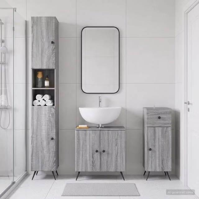 Set di armadietti da bagno in 3 pezzi BREDA Sonoma grigio 3417888