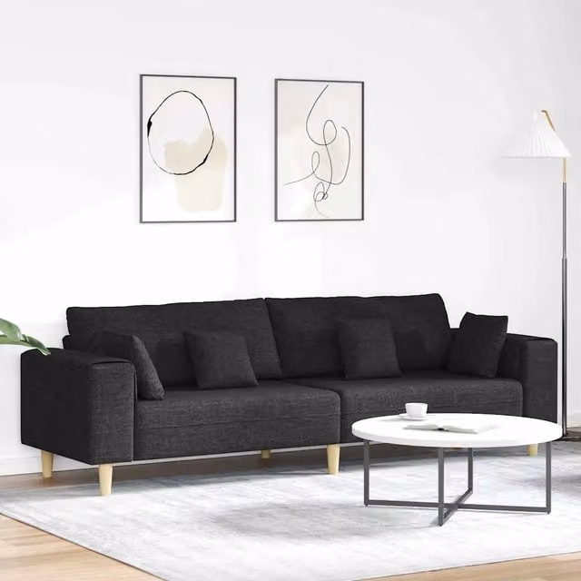 Divano Nero 250 x 77 x 76 cm Tessuto 3335145