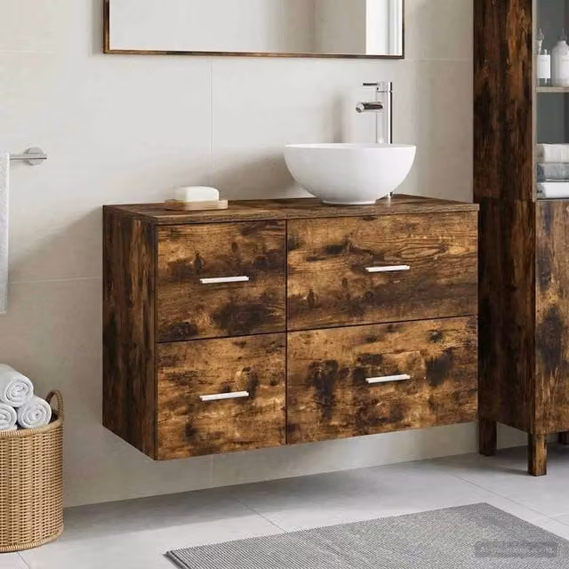 Set di mobili per il bagno 2 pz Rovere Fumo 3403948