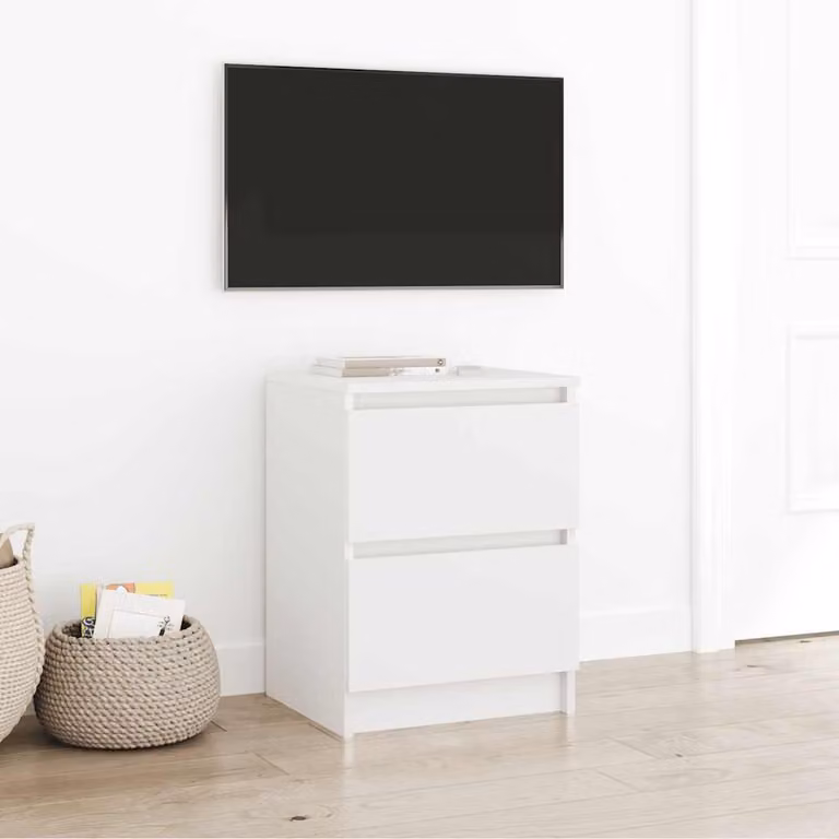 vidaXL Mobile Porta TV Bianco in Legno Multistrato L: 40 cm, P: 35 cm, H: 54 cm