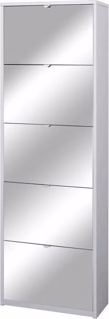 Scarpiera 5 Ante con Specchio 63x190x29 cm Bianco Fiammato