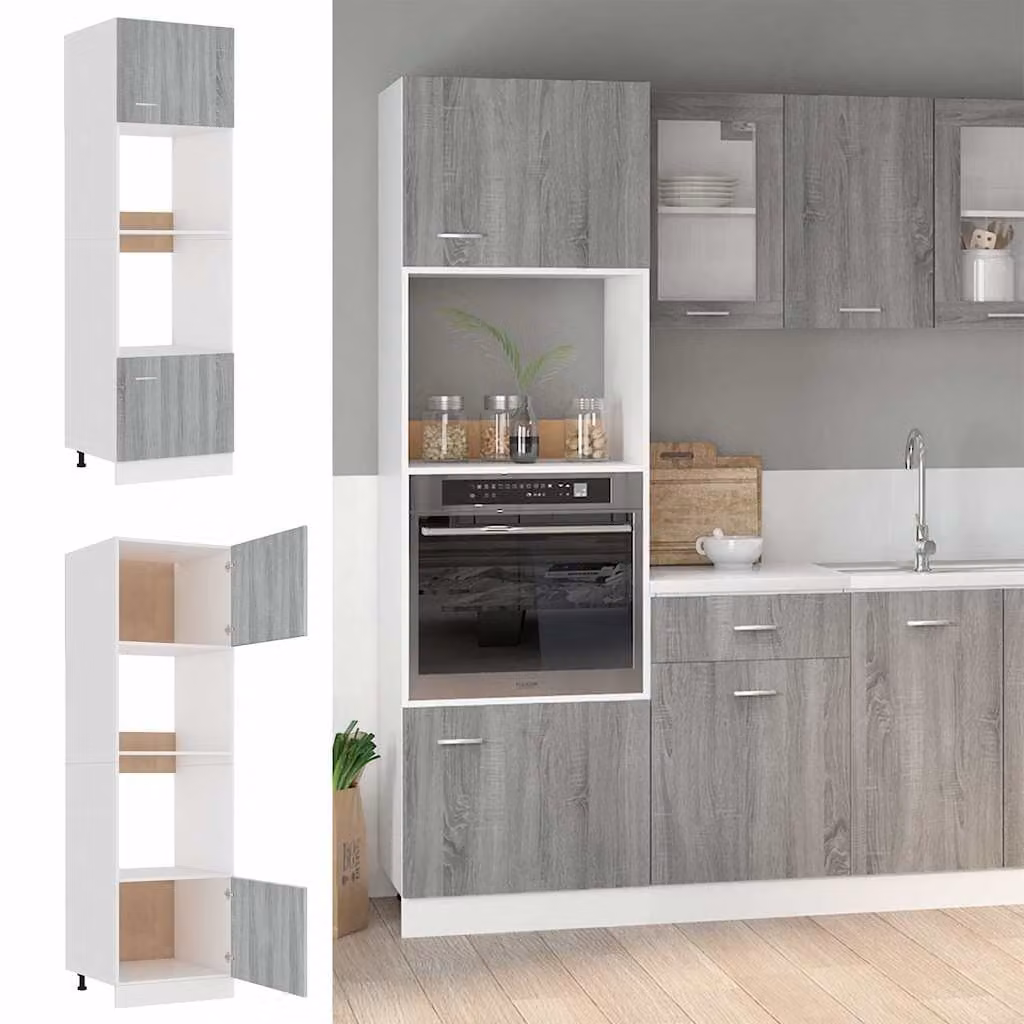 Armadio Microonde Lyon vidaXL Grigio, L: 60 cm, P: 57 cm, H: 207 cm – 1