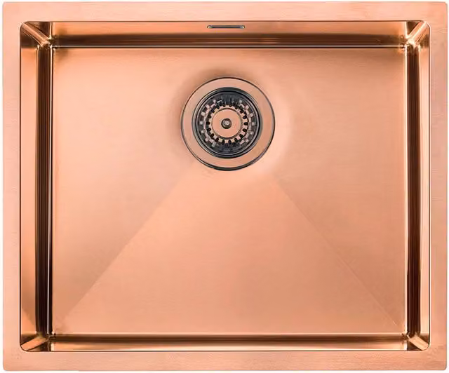 Lavello a una vasca IRIDE F3 in acciaio inox finitura Copper Bronze, incasso slim, sottotop o filotop, L: 57 cm, P: 45 cm, H: 19 cm – 1