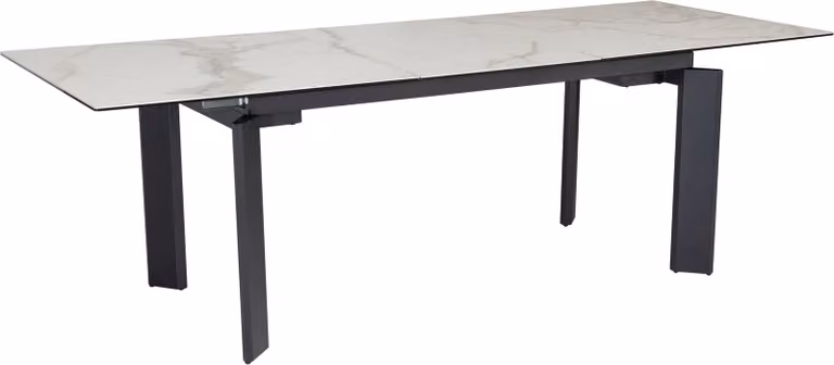 WOHNLING tavolo da pranzo 180x95x77 cm tavolo da pranzo in vetro ceramico bianco effetto marmo tavolo da cucina allungabile fino a 240 cm tavolo in vetro grande tavolo da pranzo sala da pranzo
